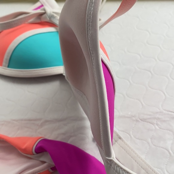 Victoria’s Secret PINK neon bikini coral aqua purple colorblock S/M - Picture 15 of 16